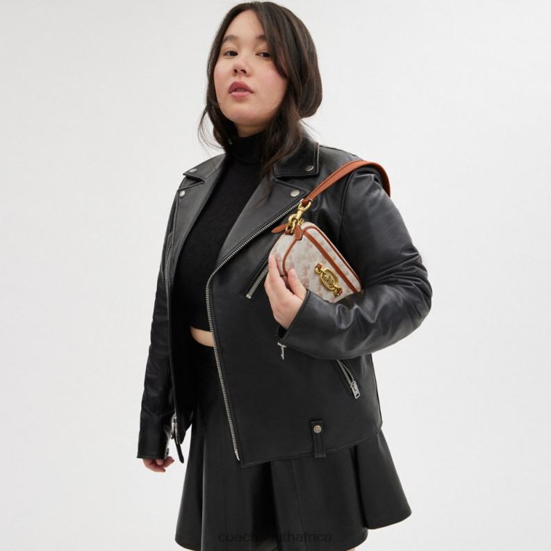 Coach Women AVERY SHOULDER BAG WITH HORSE AND CARRIAGE PRINT B4/Chalk Burnished Amber 4ZRDJ213