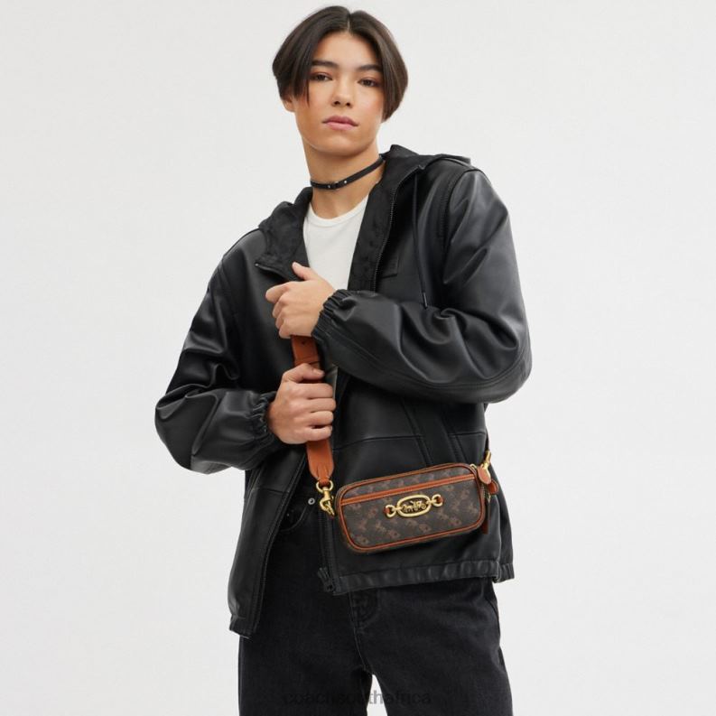 Coach Women AVERY SHOULDER BAG WITH HORSE AND CARRIAGE PRINT B4/Truffle Burnished Amber 4ZRDJ216