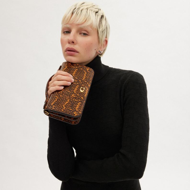 Coach Women BEA CROSSBODY IN SNAKESKIN B4/MUSTARD 4ZRDJ228