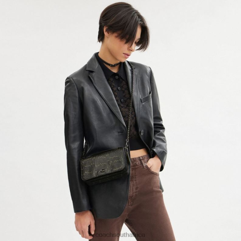 Coach Women BEA CROSSBODY IN SNAKESKIN V5/Army Green 4ZRDJ222