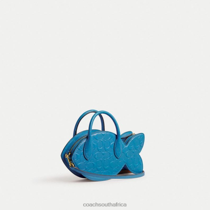 Coach Women FISH BAG IN SIGNATURE LEATHER B4/BLUE 4ZRDJ238