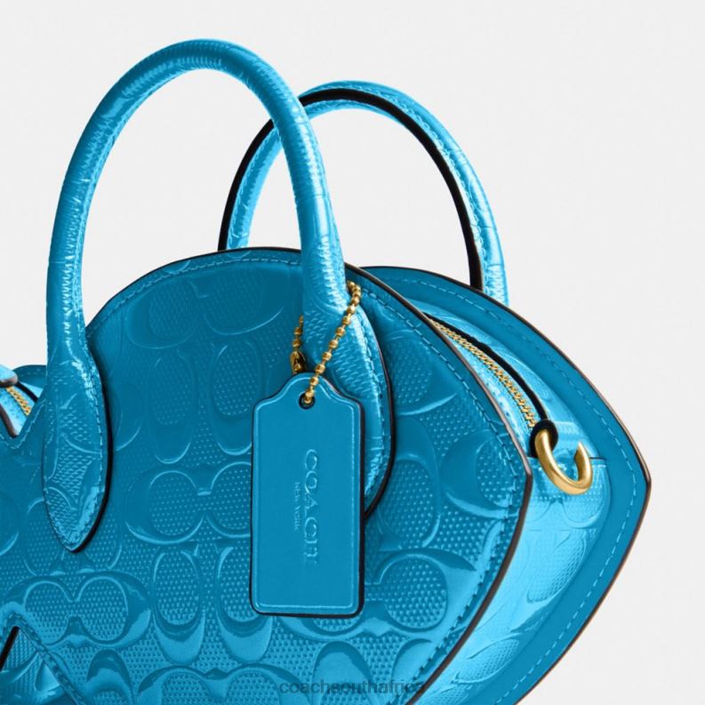 Coach Women FISH BAG IN SIGNATURE LEATHER B4/BLUE 4ZRDJ238