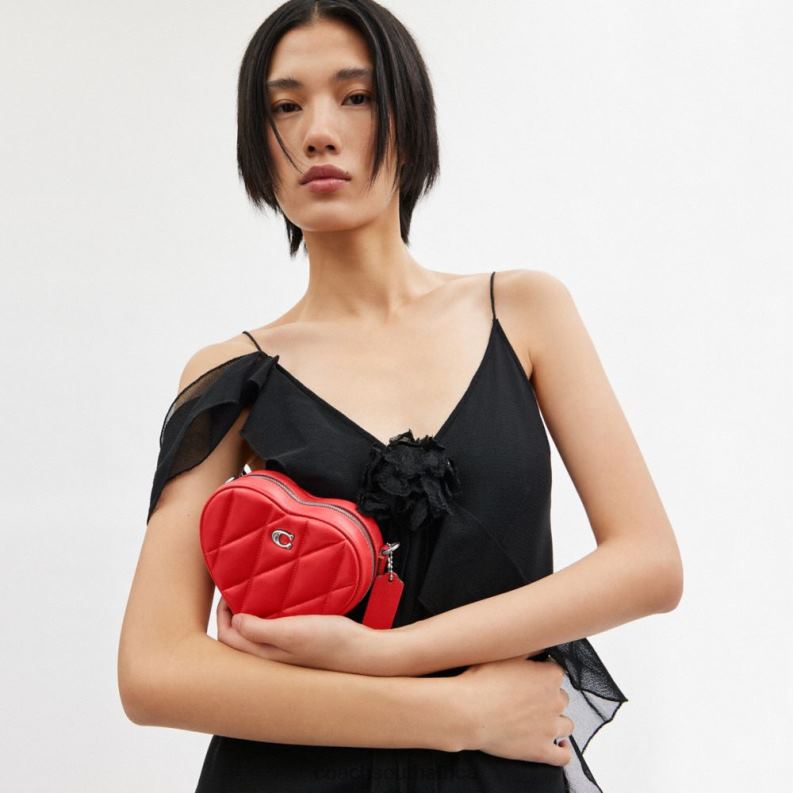 Coach Women HEART CROSSBODY 14 WITH PILLOW QUILTING LH/Sport Red 4ZRDJ202