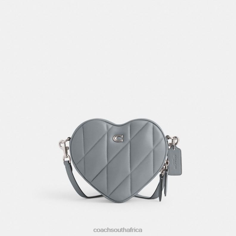 Coach Women HEART CROSSBODY WITH QUILTING LH/Grey Blue 4ZRDJ206
