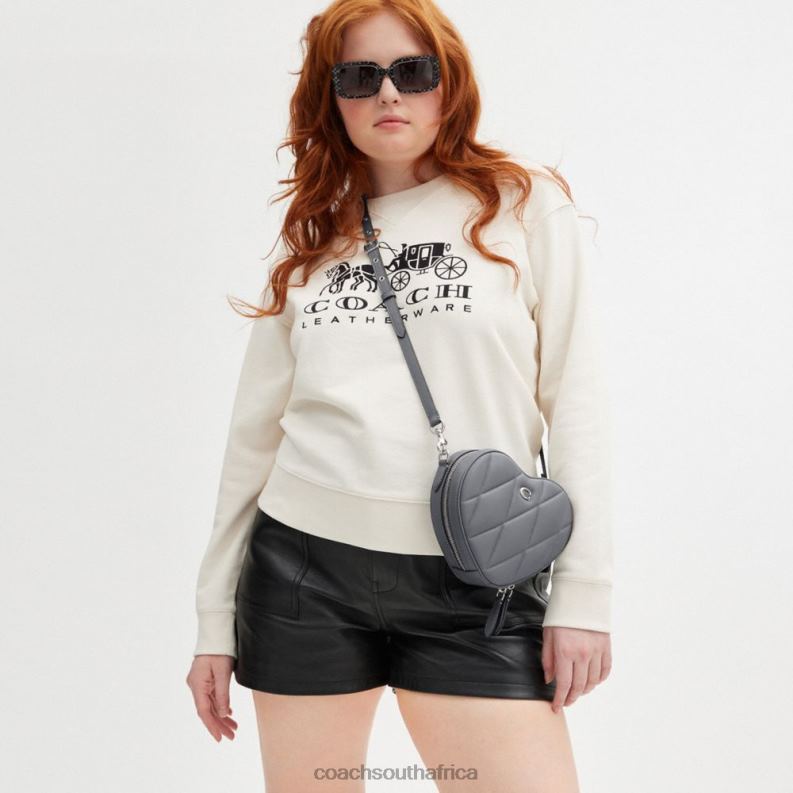 Coach Women HEART CROSSBODY WITH QUILTING LH/Grey Blue 4ZRDJ206