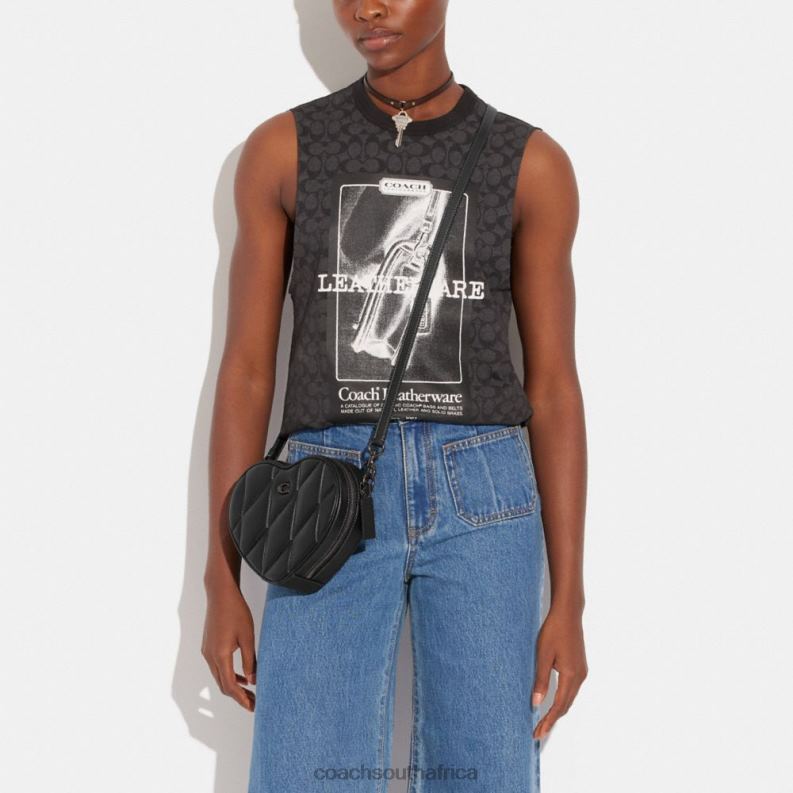 Coach Women HEART CROSSBODY WITH QUILTING V5/Black 4ZRDJ204