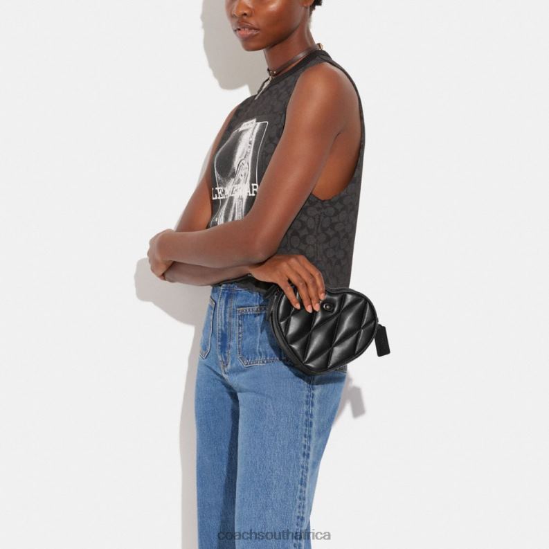 Coach Women HEART CROSSBODY WITH QUILTING V5/Black 4ZRDJ204