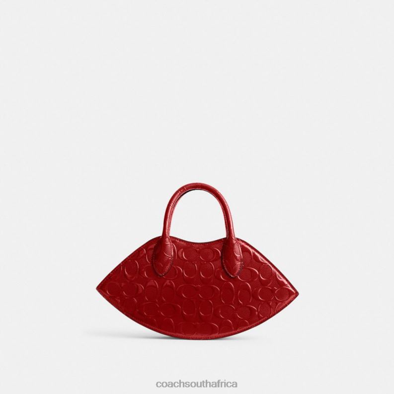 Coach Women LIP BAG IN SIGNATURE LEATHER B4/RED 4ZRDJ239