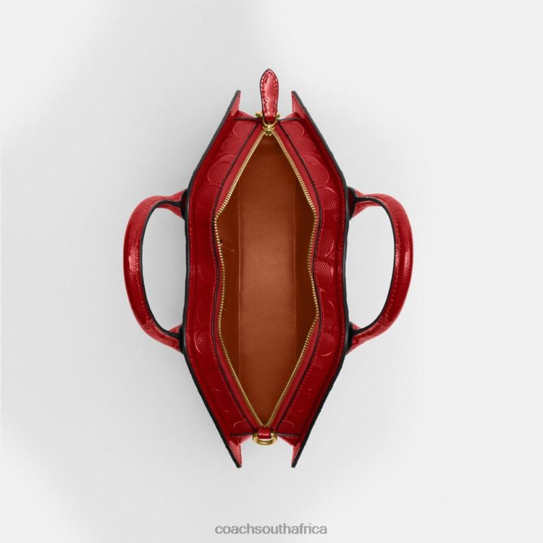 Coach Women LIP BAG IN SIGNATURE LEATHER B4/RED 4ZRDJ239