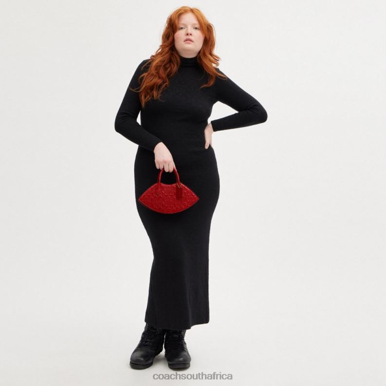 Coach Women LIP BAG IN SIGNATURE LEATHER B4/RED 4ZRDJ239