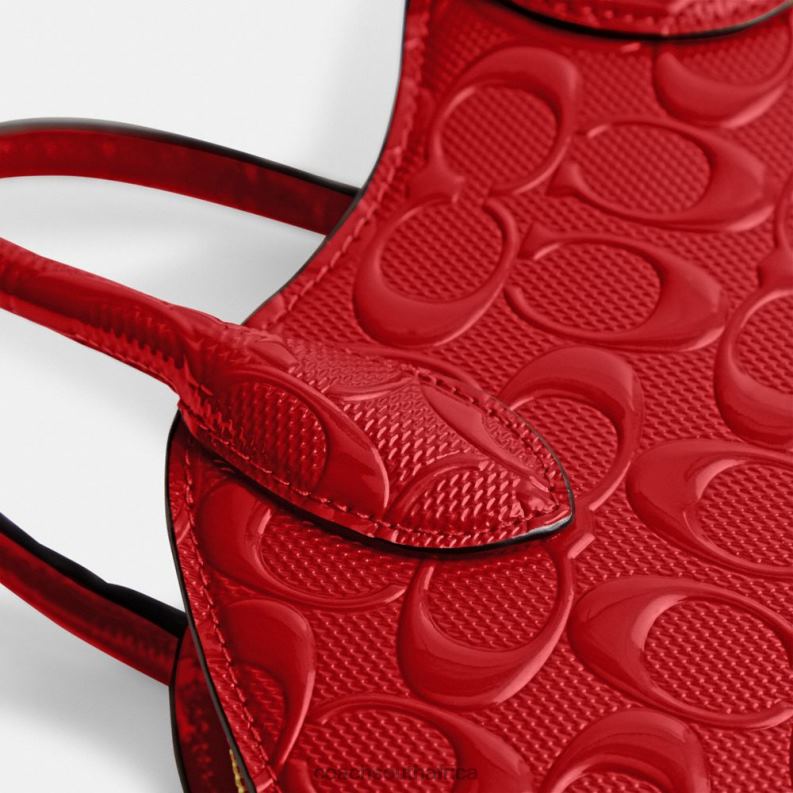 Coach Women LIP BAG IN SIGNATURE LEATHER B4/RED 4ZRDJ239