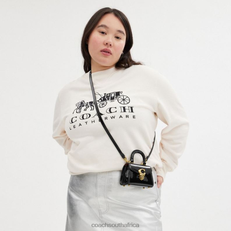 Coach Women SAMMY TOP HANDLE 12 IN SIGNATURE LEATHER B4/BLACK 4ZRDJ212