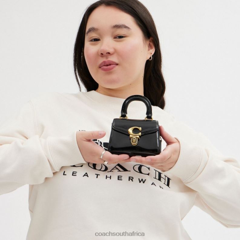 Coach Women SAMMY TOP HANDLE 12 IN SIGNATURE LEATHER B4/BLACK 4ZRDJ212