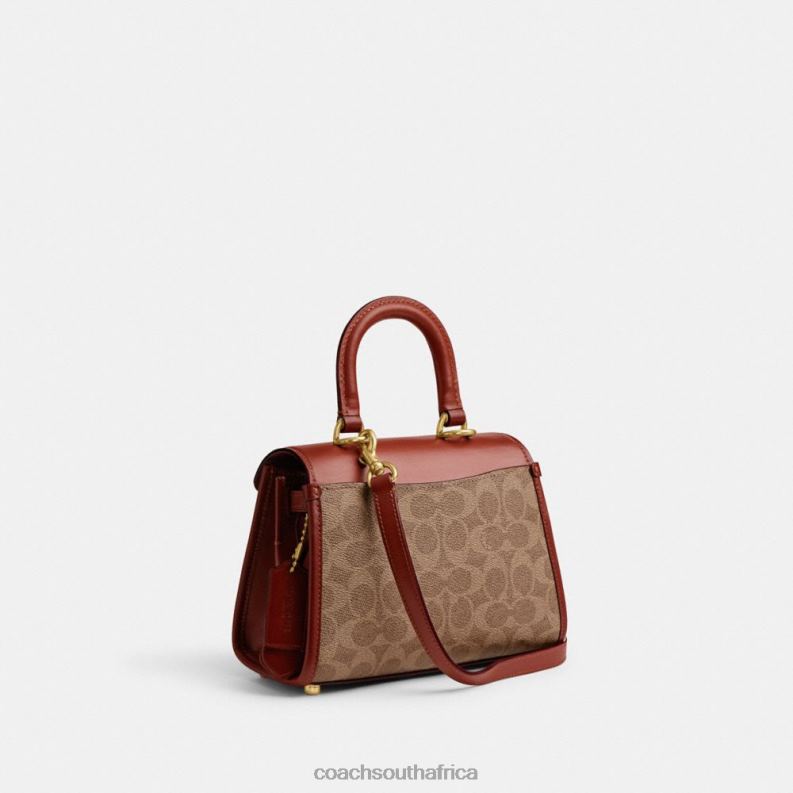 Coach Women SAMMY TOP HANDLE 21 IN SIGNATURE CANVAS B4/Tan Rust 4ZRDJ246