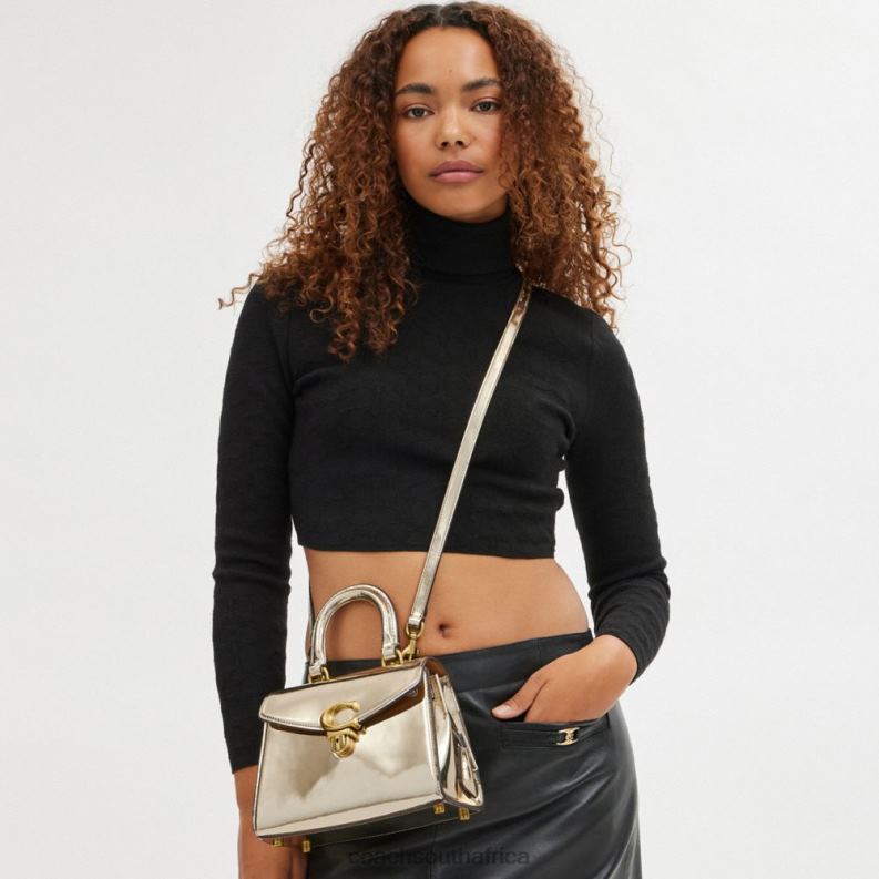 Coach Women SAMMY TOP HANDLE 21 IN SILVER METALLIC B4/Gold 4ZRDJ209