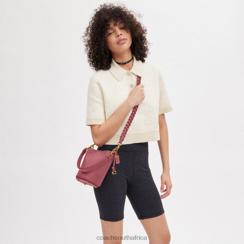 Coach Women DAKOTA BUCKET BAG 16 WITH BRAID B4/ROUGE 4ZRDJ15