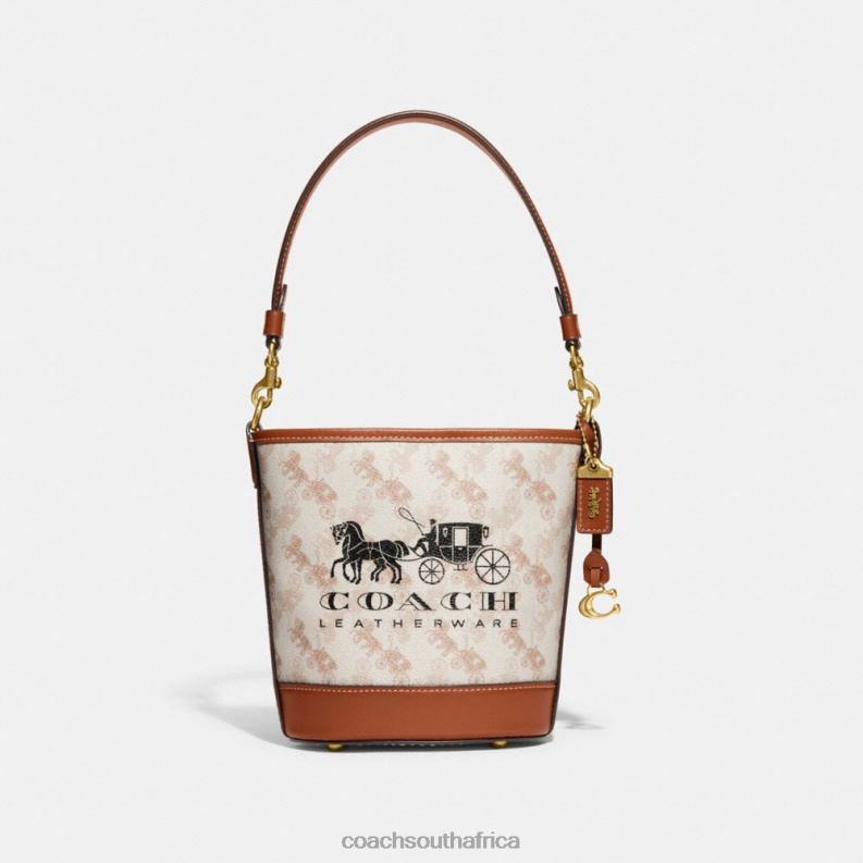 Coach Women DAKOTA BUCKET BAG 16 WITH HORSE AND CARRIAGE PRINT B4/Chalk Burnished Amber 4ZRDJ20