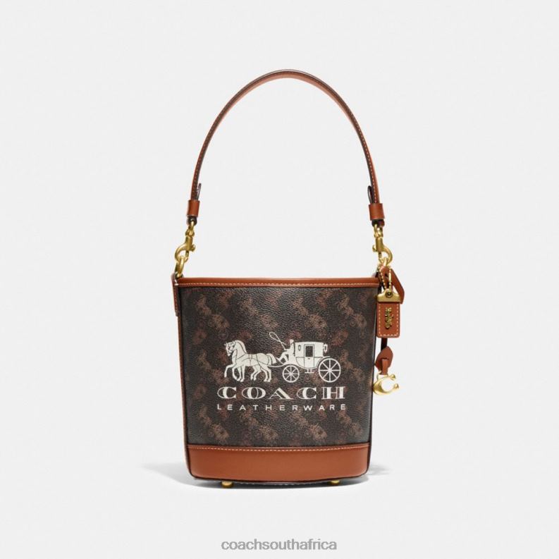 Coach Women DAKOTA BUCKET BAG 16 WITH HORSE AND CARRIAGE PRINT B4/Truffle Burnished Amber 4ZRDJ18