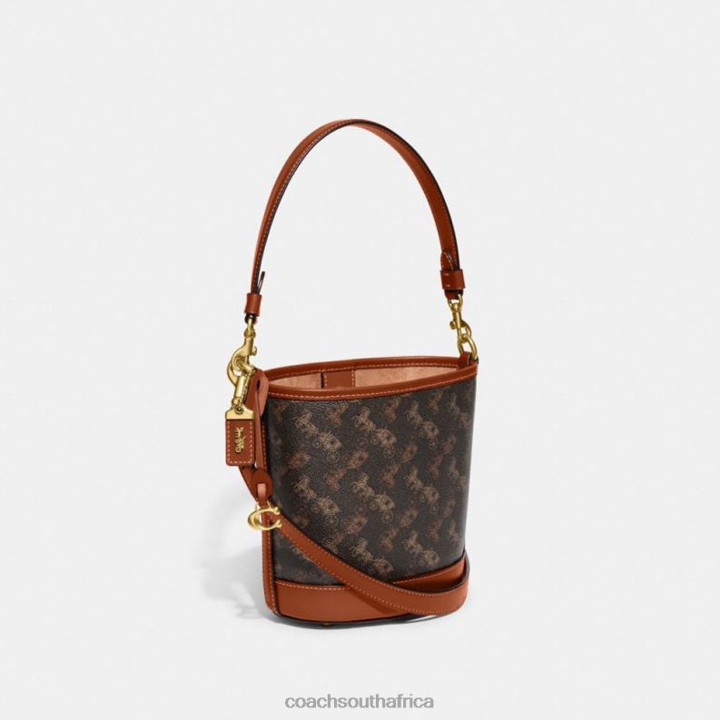 Coach Women DAKOTA BUCKET BAG 16 WITH HORSE AND CARRIAGE PRINT B4/Truffle Burnished Amber 4ZRDJ18