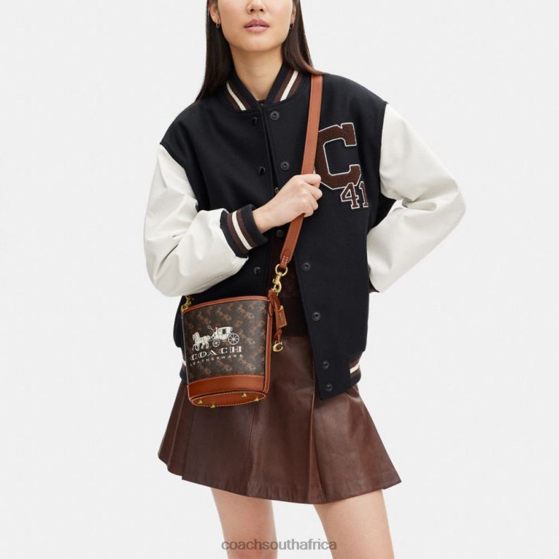 Coach Women DAKOTA BUCKET BAG 16 WITH HORSE AND CARRIAGE PRINT B4/Truffle Burnished Amber 4ZRDJ18