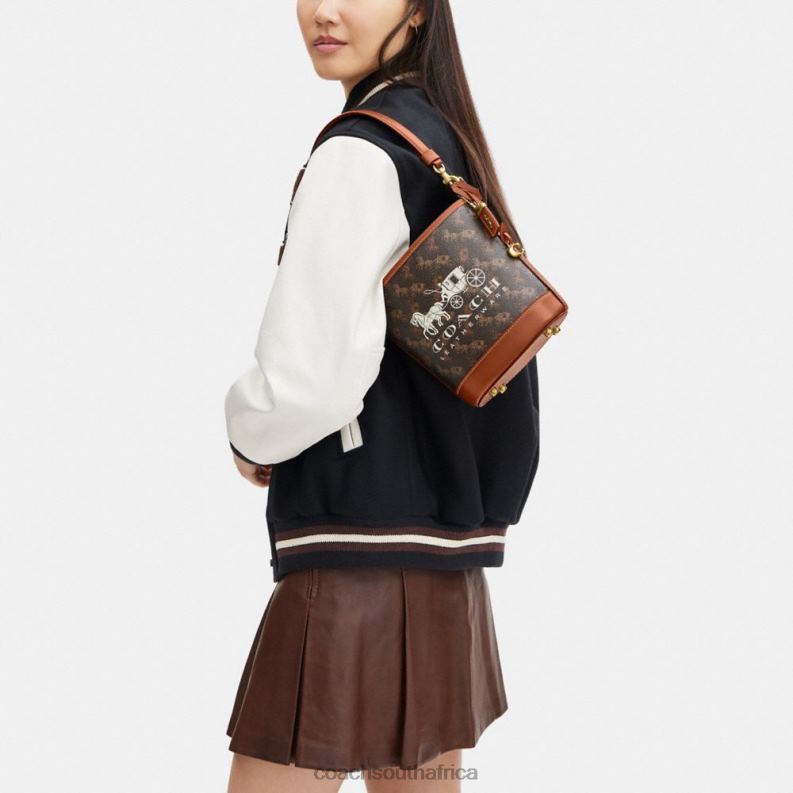 Coach Women DAKOTA BUCKET BAG 16 WITH HORSE AND CARRIAGE PRINT B4/Truffle Burnished Amber 4ZRDJ18