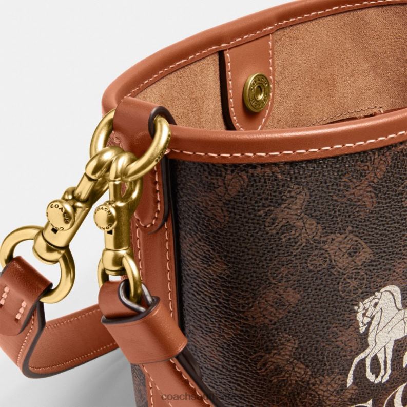 Coach Women DAKOTA BUCKET BAG 16 WITH HORSE AND CARRIAGE PRINT B4/Truffle Burnished Amber 4ZRDJ18