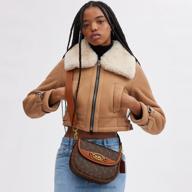 Coach Women HARLEY CROSSBODY BAG WITH HORSE AND CARRIAGE PRINT B4/Truffle Burnished Amber 4ZRDJ24