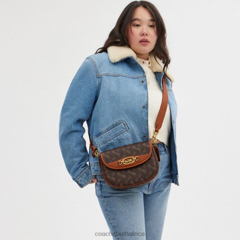 Coach Women HARLEY CROSSBODY BAG WITH HORSE AND CARRIAGE PRINT B4/Truffle Burnished Amber 4ZRDJ24