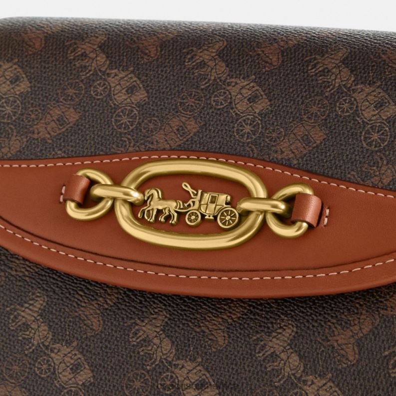 Coach Women HARLEY CROSSBODY BAG WITH HORSE AND CARRIAGE PRINT B4/Truffle Burnished Amber 4ZRDJ24
