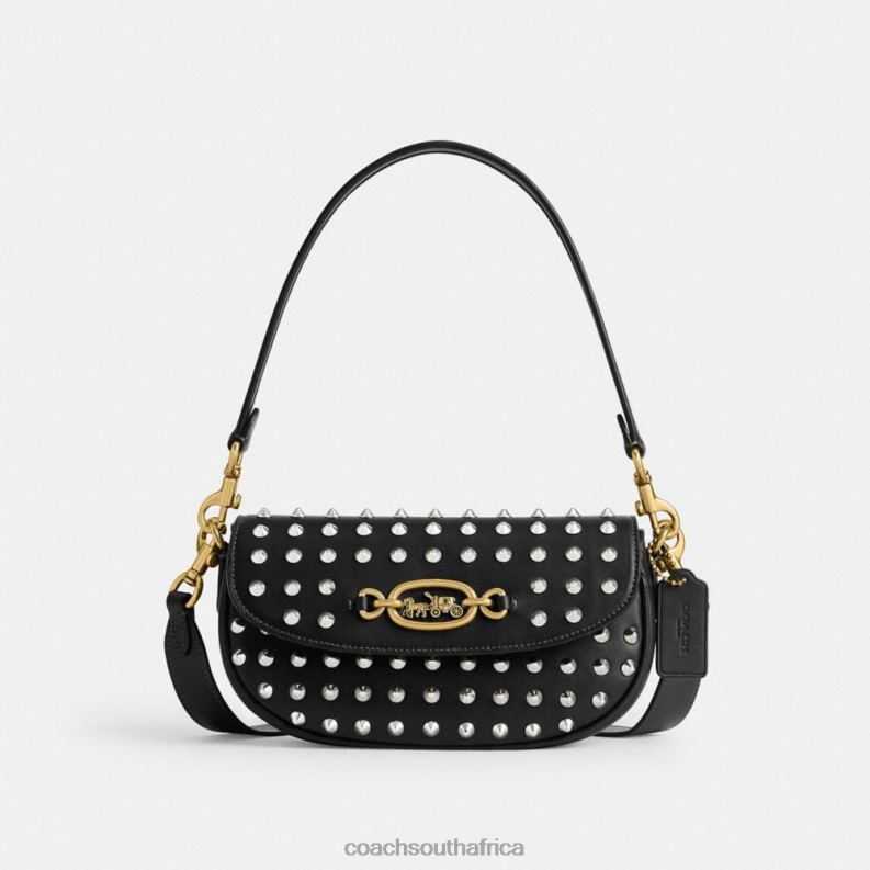 Coach Women HARLEY SHOULDER BAG 23 WITH STUDS B4/BLACK 4ZRDJ31