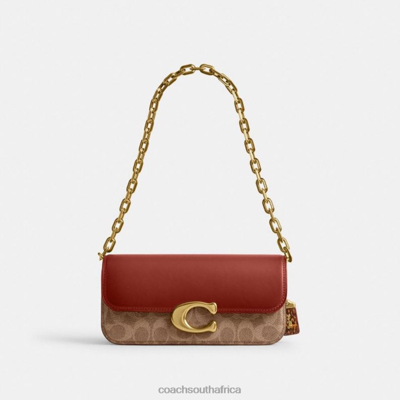 Coach Women IDOL BAG 23 IN SIGNATURE CANVAS WITH SNAKESKIN DETAIL B4/Tan Rust 4ZRDJ36
