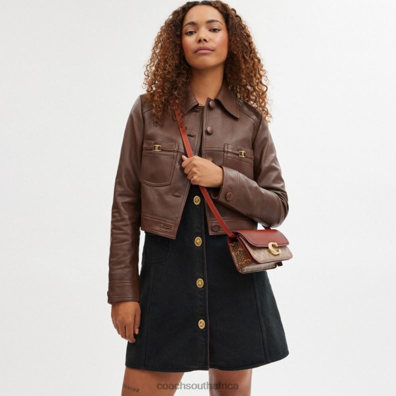 Coach Women IDOL BAG 23 IN SIGNATURE CANVAS WITH SNAKESKIN DETAIL B4/Tan Rust 4ZRDJ36