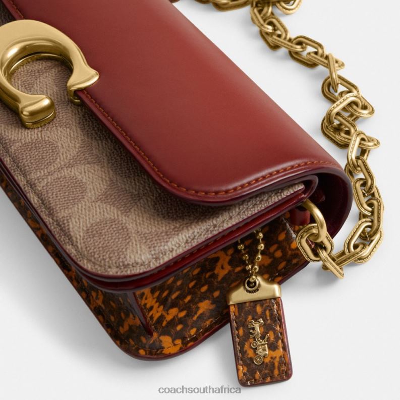 Coach Women IDOL BAG 23 IN SIGNATURE CANVAS WITH SNAKESKIN DETAIL B4/Tan Rust 4ZRDJ36