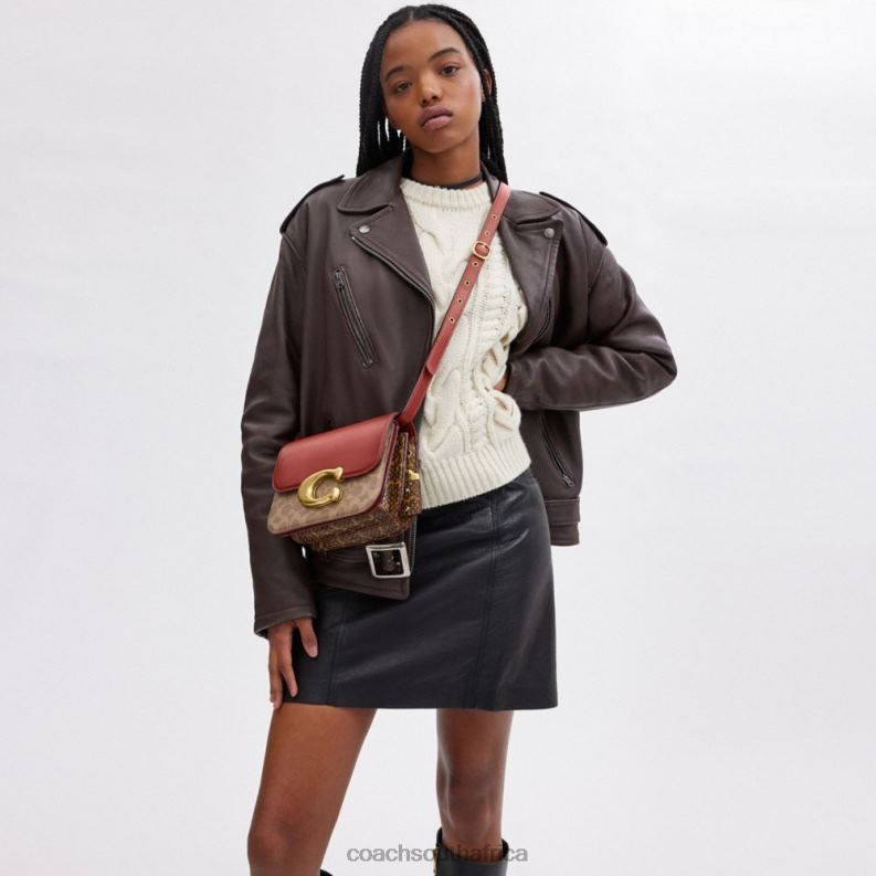 Coach Women IDOL BAG IN SIGNATURE CANVAS WITH SNAKESKIN DETAIL B4/Tan Rust 4ZRDJ46