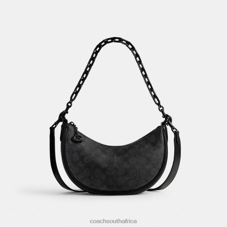 Coach Women MIRA SHOULDER BAG IN SIGNATURE CANVAS MW/Charcoal/Black 4ZRDJ52