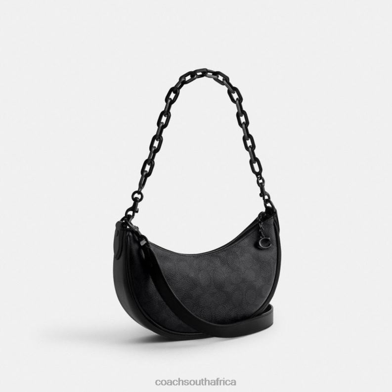 Coach Women MIRA SHOULDER BAG IN SIGNATURE CANVAS MW/Charcoal/Black 4ZRDJ52