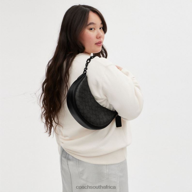 Coach Women MIRA SHOULDER BAG IN SIGNATURE CANVAS MW/Charcoal/Black 4ZRDJ52