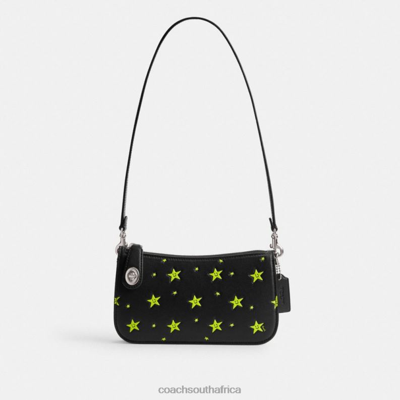 Coach Women COSMIC COACH PENN SHOULDER BAG WITH STAR PRINT LH/Black Multi 4ZRDJ71