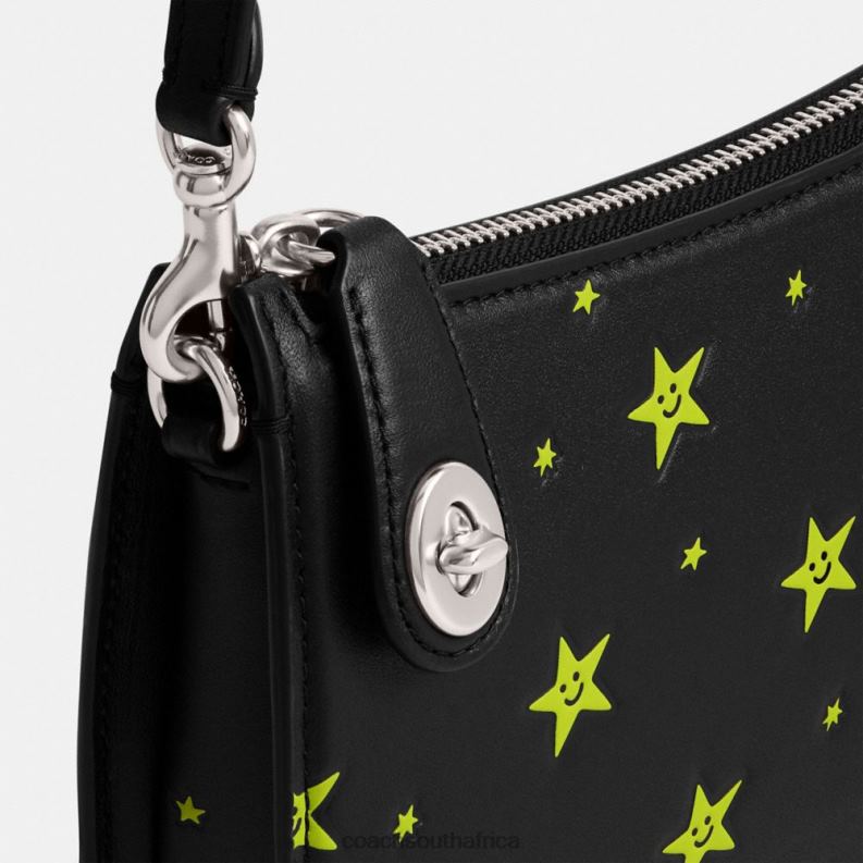 Coach Women COSMIC COACH PENN SHOULDER BAG WITH STAR PRINT LH/Black Multi 4ZRDJ71