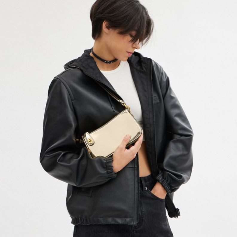 Coach Women PENN SHOULDER BAG IN SILVER METALLIC B4/Gold 4ZRDJ68