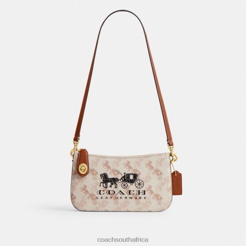 Coach Women PENN SHOULDER BAG WITH HORSE AND CARRIAGE PRINT B4/Chalk Burnished Amber 4ZRDJ73