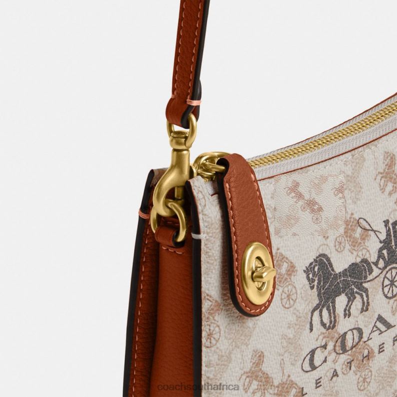 Coach Women PENN SHOULDER BAG WITH HORSE AND CARRIAGE PRINT B4/Chalk Burnished Amber 4ZRDJ73