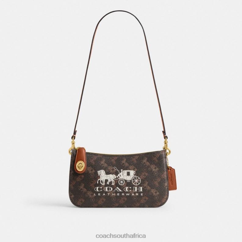 Coach Women PENN SHOULDER BAG WITH HORSE AND CARRIAGE PRINT B4/Truffle Burnished Amber 4ZRDJ74