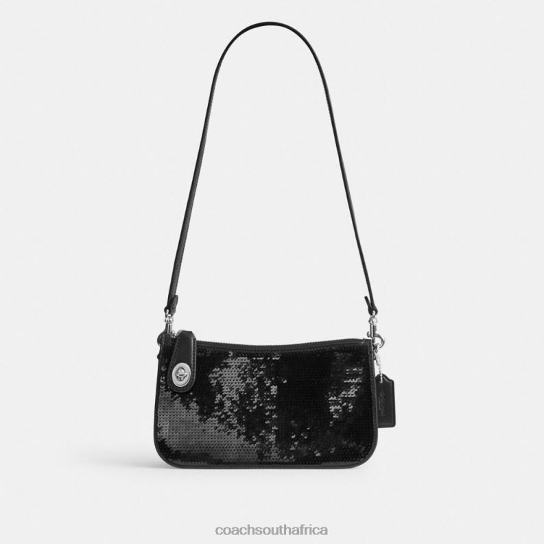 Coach Women PENN SHOULDER BAG WITH SEQUINS LH/Black 4ZRDJ70