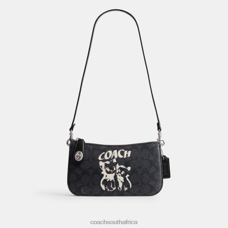 Coach Women THE LIL NAS X DROP PENN SHOULDER BAG IN SIGNATURE CANVAS LH/Lh/Kitten Lockup Black 4ZRDJ62