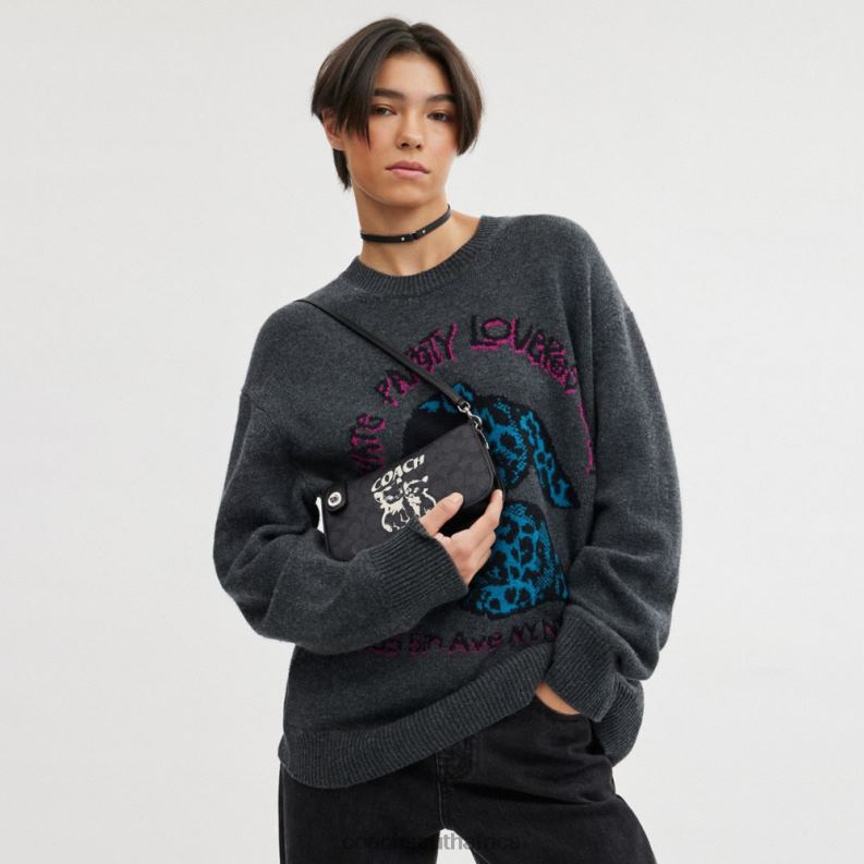 Coach Women THE LIL NAS X DROP PENN SHOULDER BAG IN SIGNATURE CANVAS LH/Lh/Kitten Lockup Black 4ZRDJ62