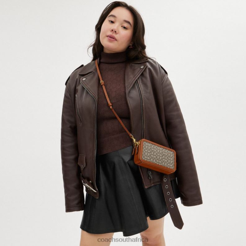 Coach Women KIRA CROSSBODY IN MICRO SIGNATURE JACQUARD B4/Cocoa Burnished Amb 4ZRDJ306