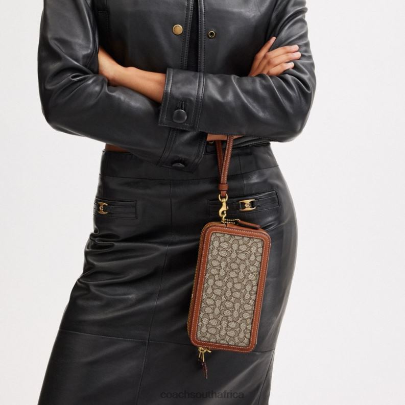 Coach Women KIRA CROSSBODY IN MICRO SIGNATURE JACQUARD B4/Cocoa Burnished Amb 4ZRDJ306