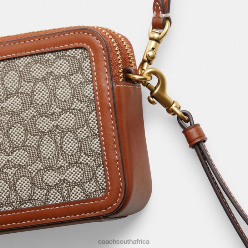 Coach Women KIRA CROSSBODY IN MICRO SIGNATURE JACQUARD B4/Cocoa Burnished Amb 4ZRDJ306