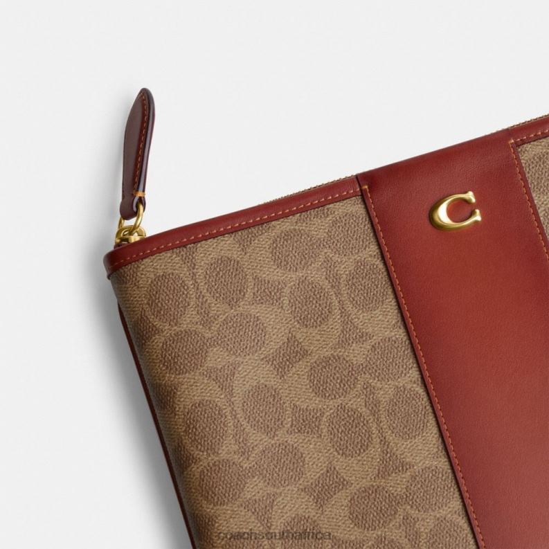 Coach Women POUCH 28 IN SIGNATURE CANVAS B4/Tan Rust 4ZRDJ315